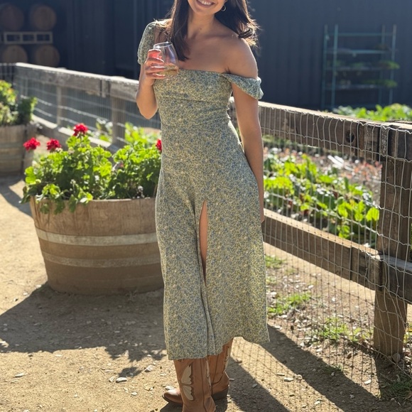 Reformation Green Floral Midi Dress - Picture 2 of 3